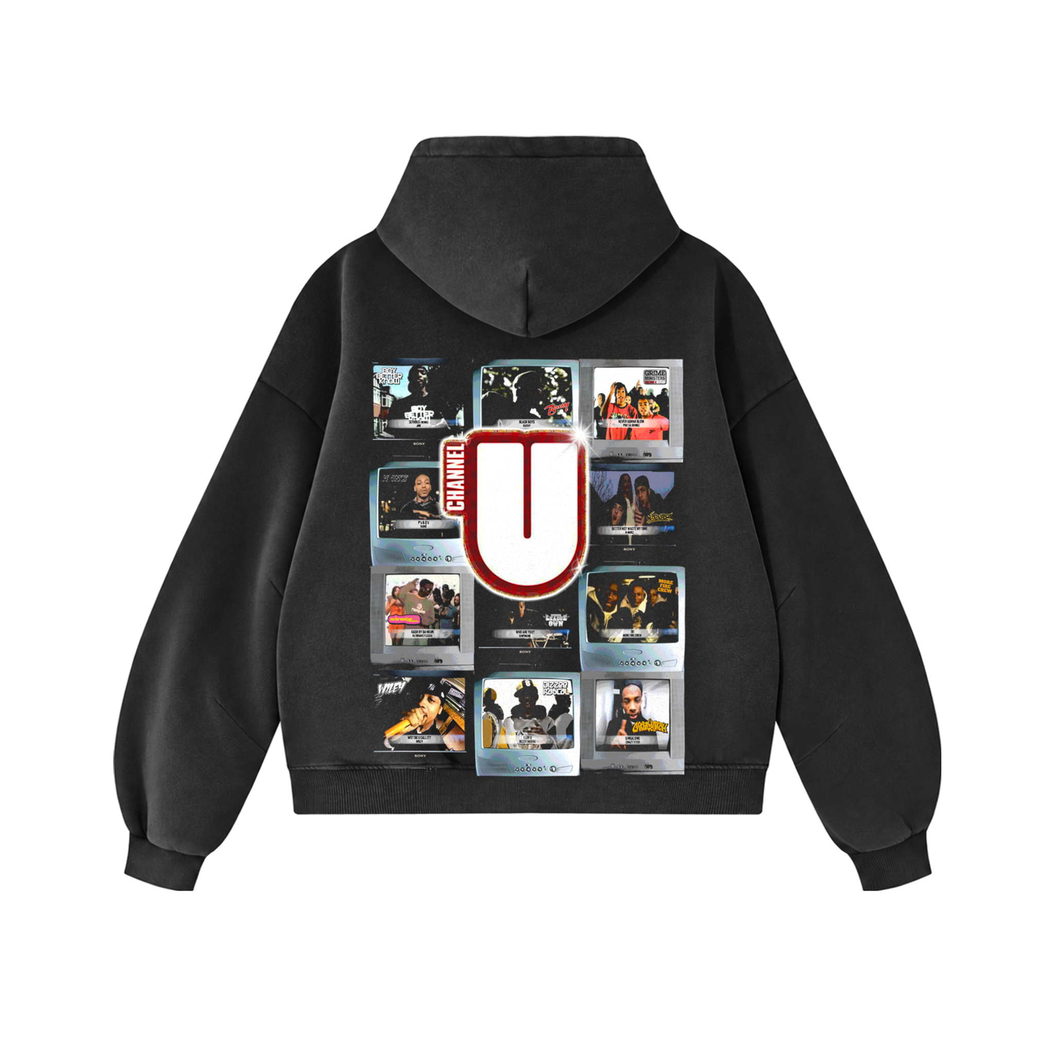 Channel U 1.0 Hoody in Vintage Black, back view