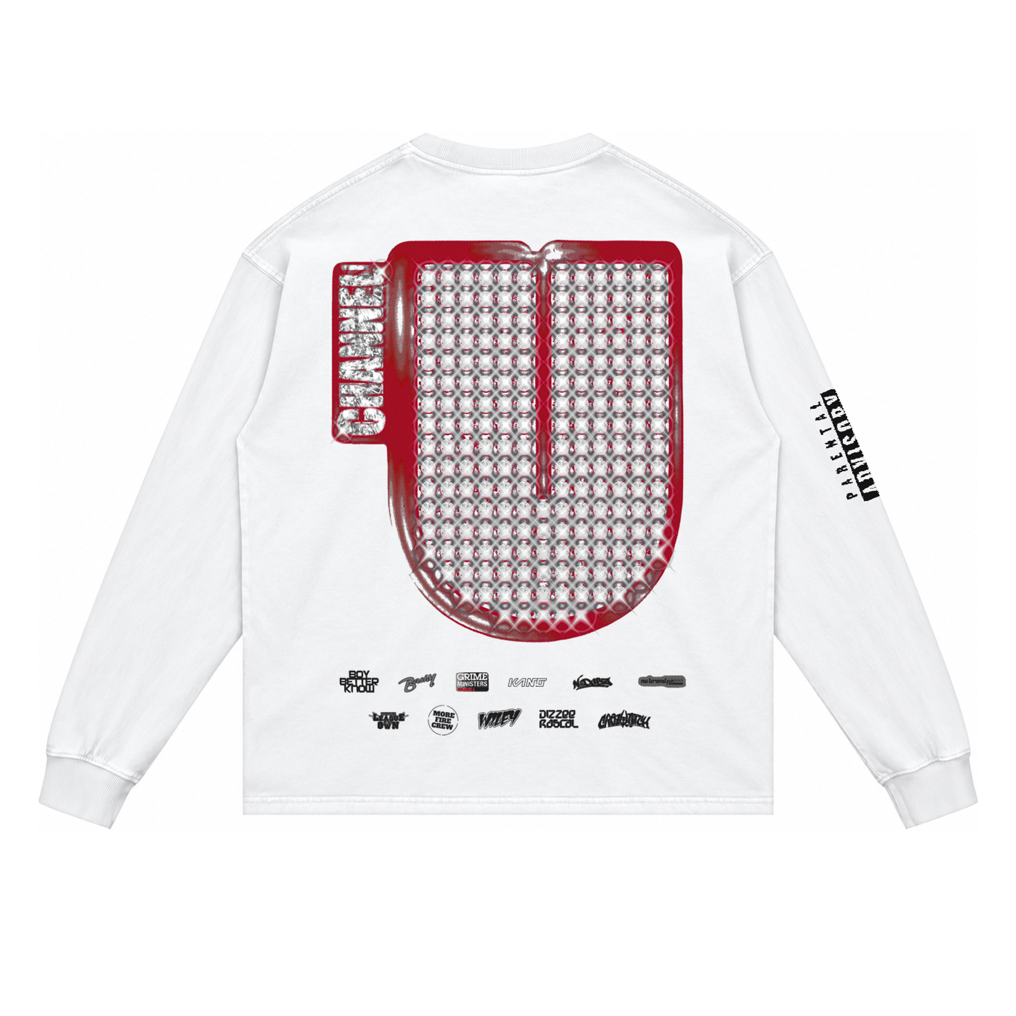 Channel U 1.0 Long Sleeved Tee in White, back view