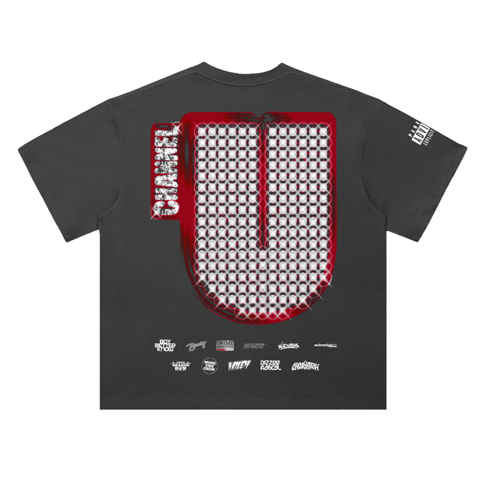 Channel U 1.0 Tee in Vintage Grey, back view