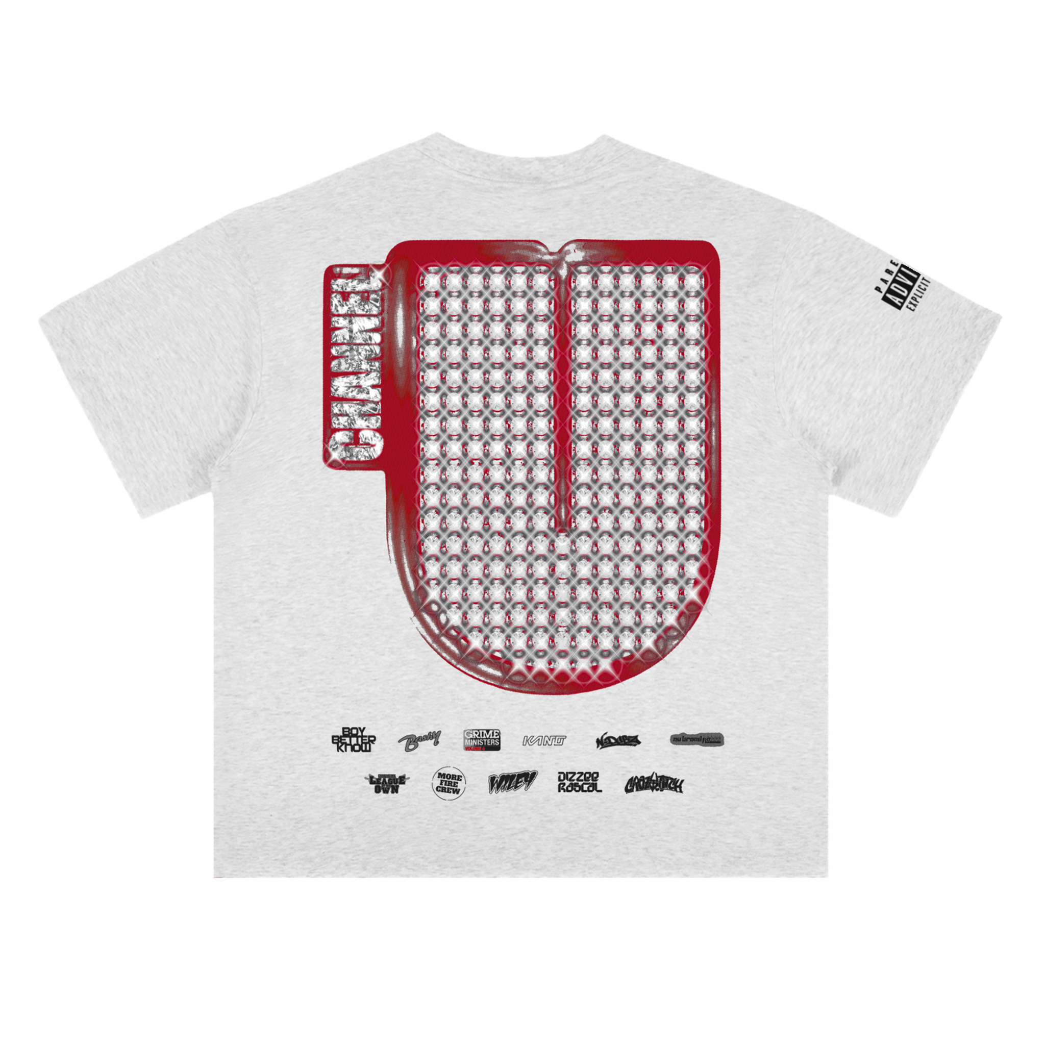 Channel U 1.0 Tee in Heather Grey, back view