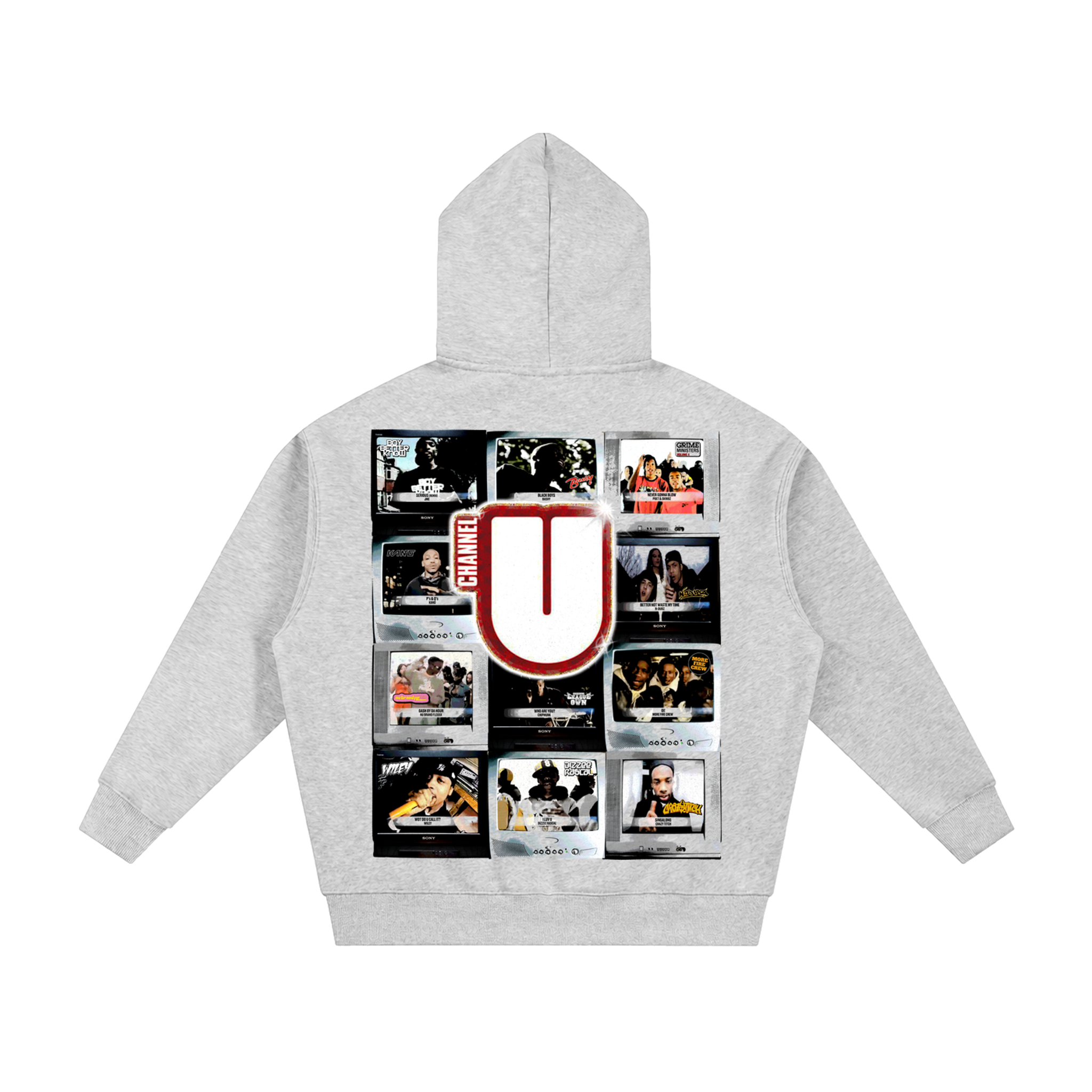 Channel U 1.0 Zip Hoody in Heather Grey, back view