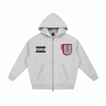 Channel U 1.0 Zip Hoody in Heather Grey, front view