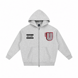 Channel U 1.0 Zip Hoody in Heather Grey, front view