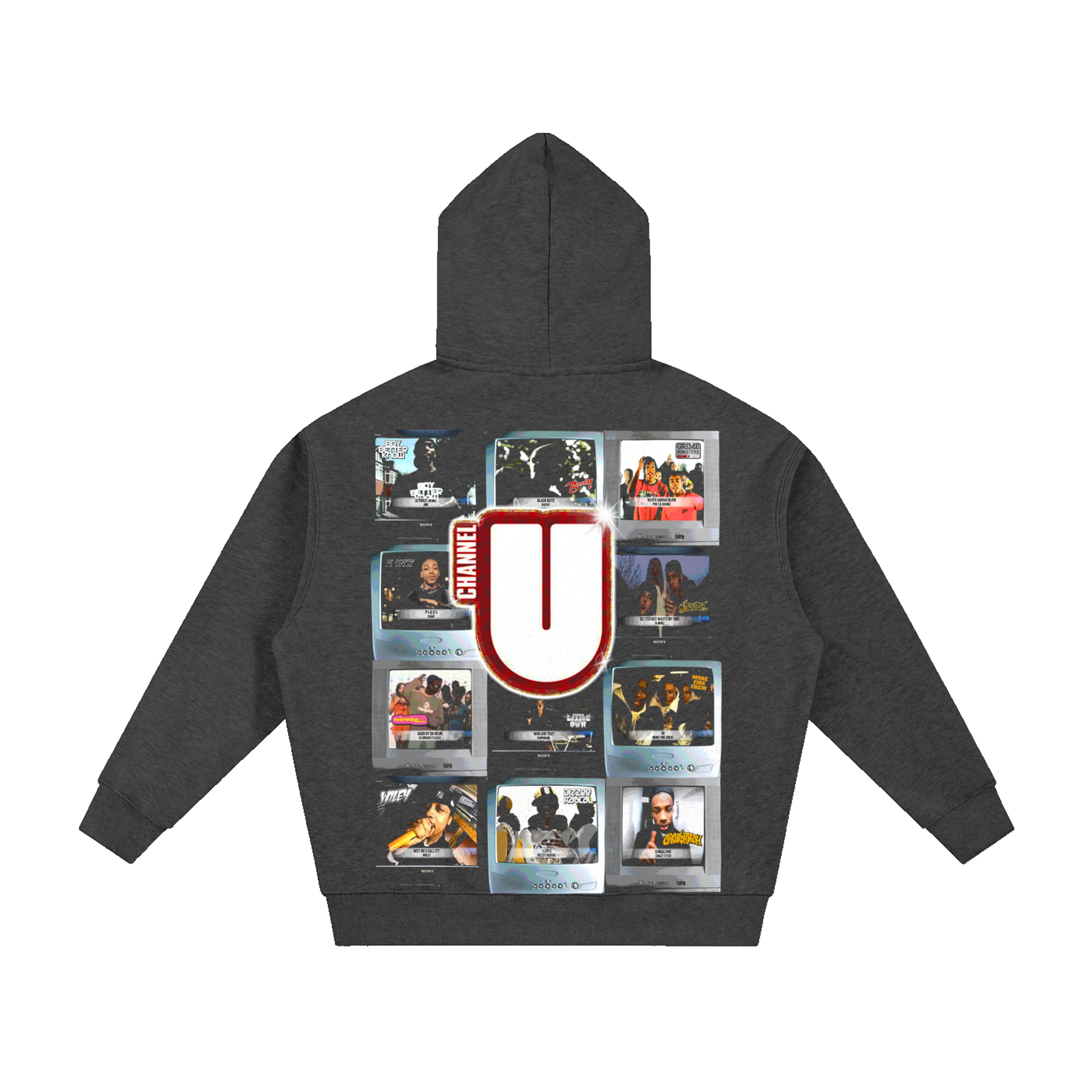 Channel U 1.0 Zip Hoody in Vintage Black, back view
