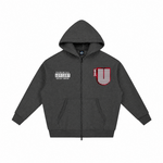 Channel U 1.0 Zip Hoody in Vintage Black, front view