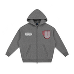 Channel U 1.0 Zip Hoody in Vintage Grey, front view
