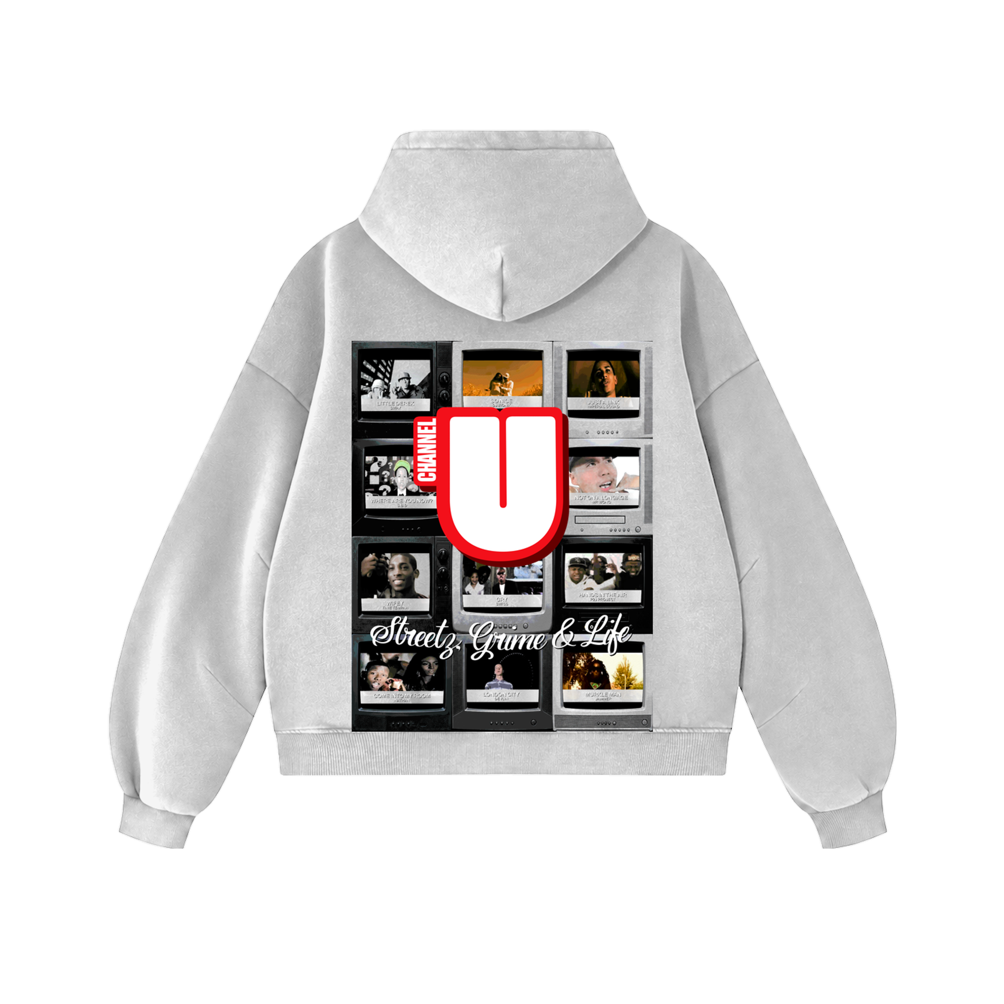 Channel U 2.0 Hoody in Heather Grey, back view
