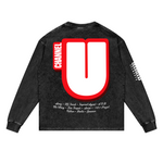 Channel U 2.0 Long Sleeved Tee in Vintage Black, back view