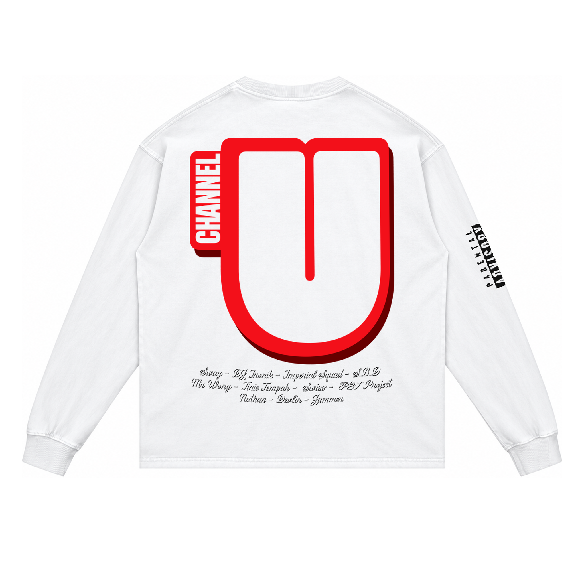 Channel U 2.0 Long Sleeved Tee in White, back view