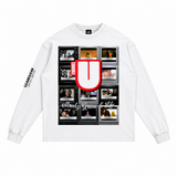 Channel U 2.0 Long Sleeved Tee in White, front view