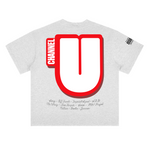 Channel U 2.0 Tee in Heather Grey, back view