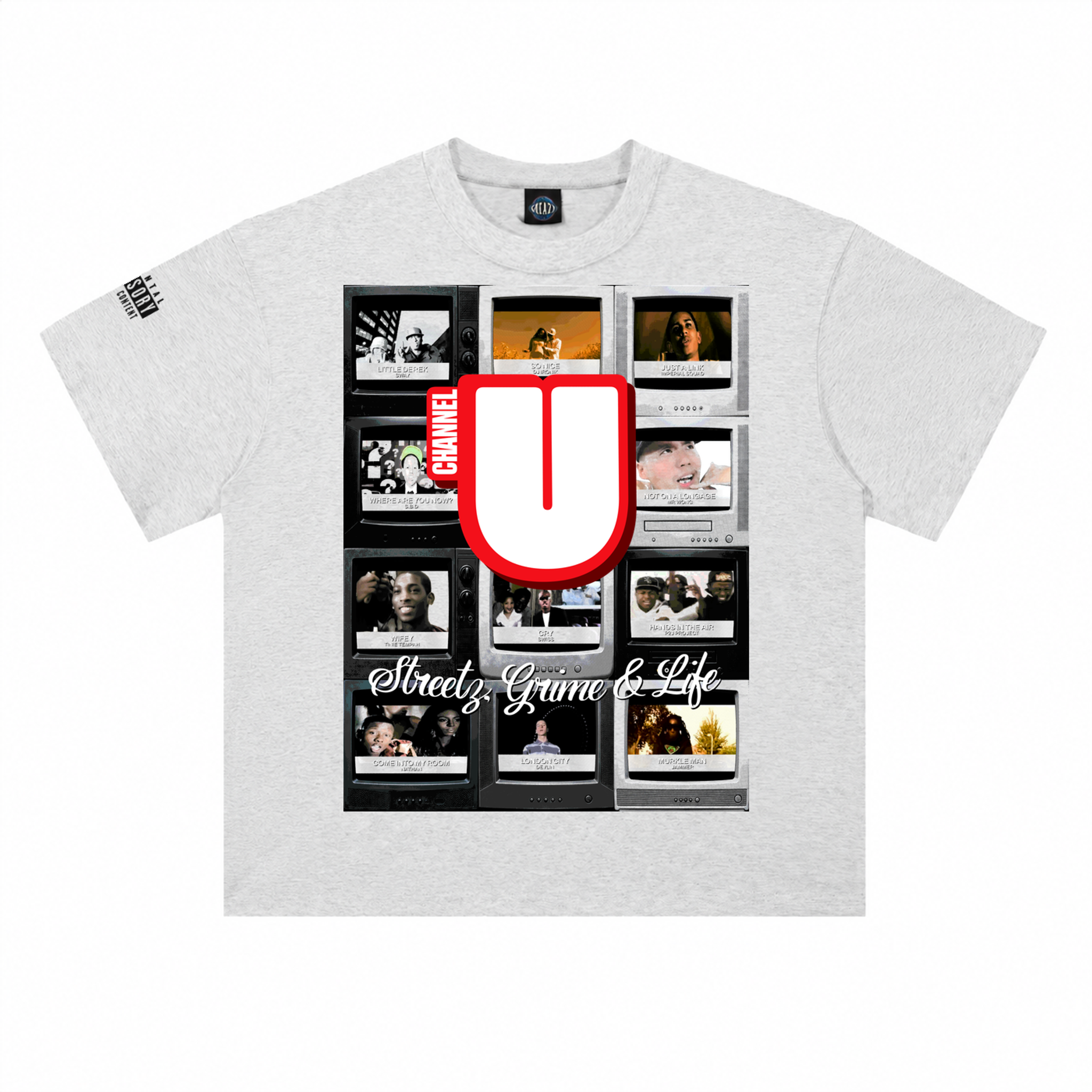 Channel U 2.0 Tee in Heather Grey, front view