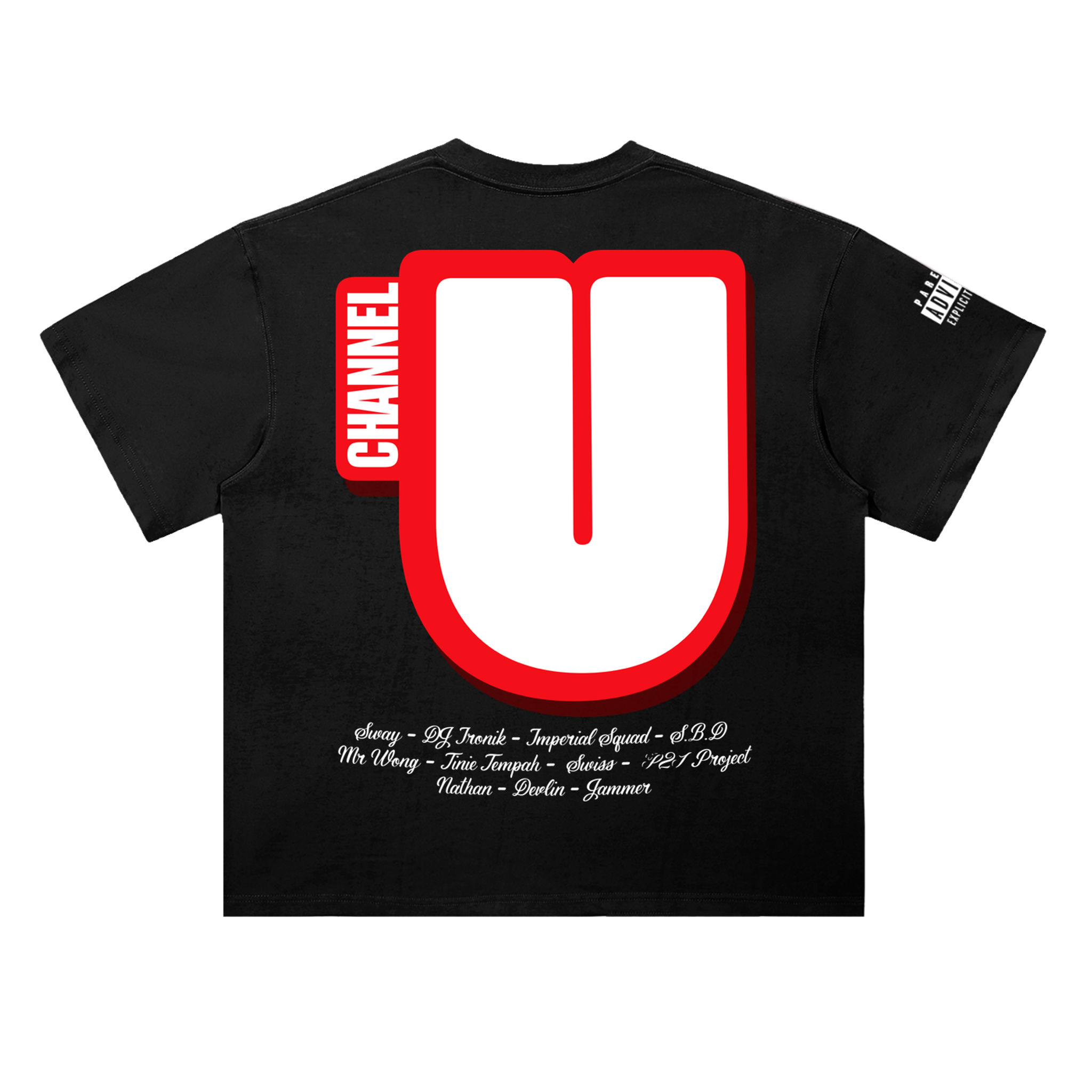 Channel U 2.0 Tee in Vintage Black, back view