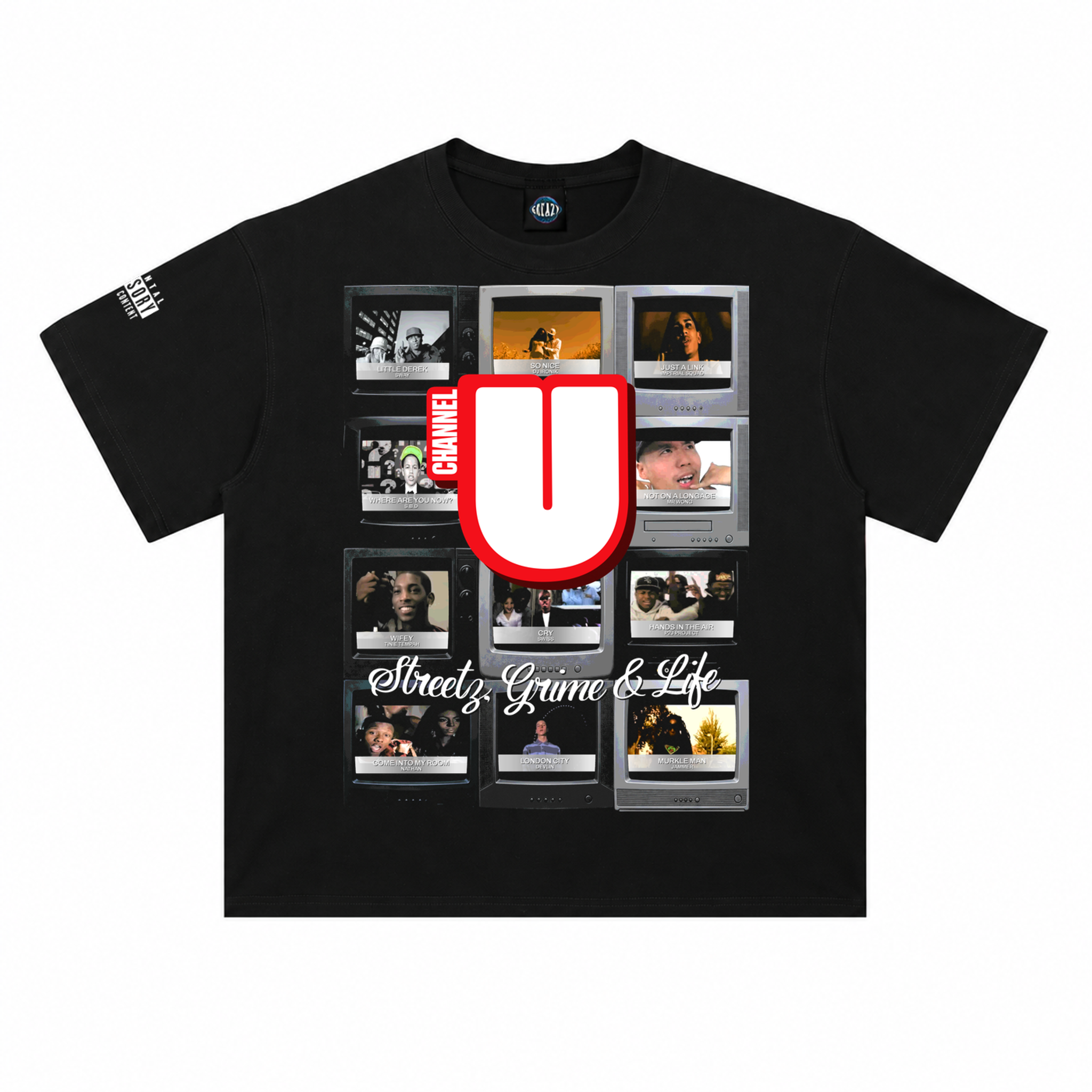 Channel U 2.0 Tee in Vintage Black, front view