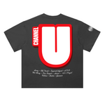 Channel U 2.0 Tee in Vintage Grey, back view