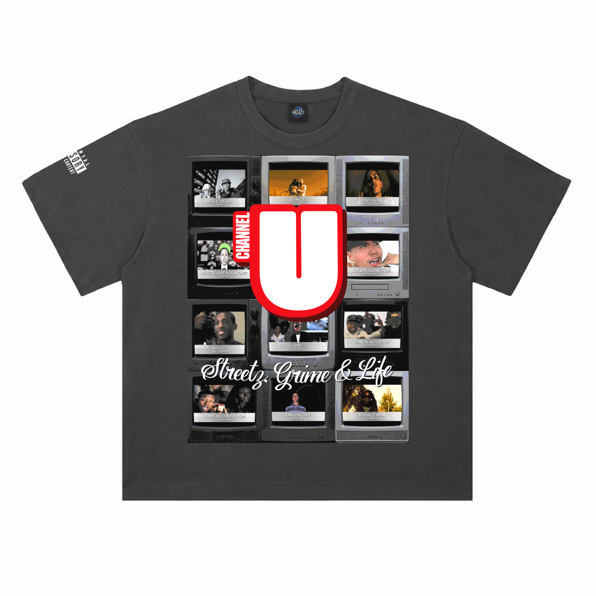 Channel U 2.0 Tee in Vintage Grey, front view