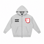 Channel U 2.0 Zip Hoody in Heather Grey, front view