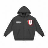 Channel U 2.0 Zip Hoody in Vintage Black, front view