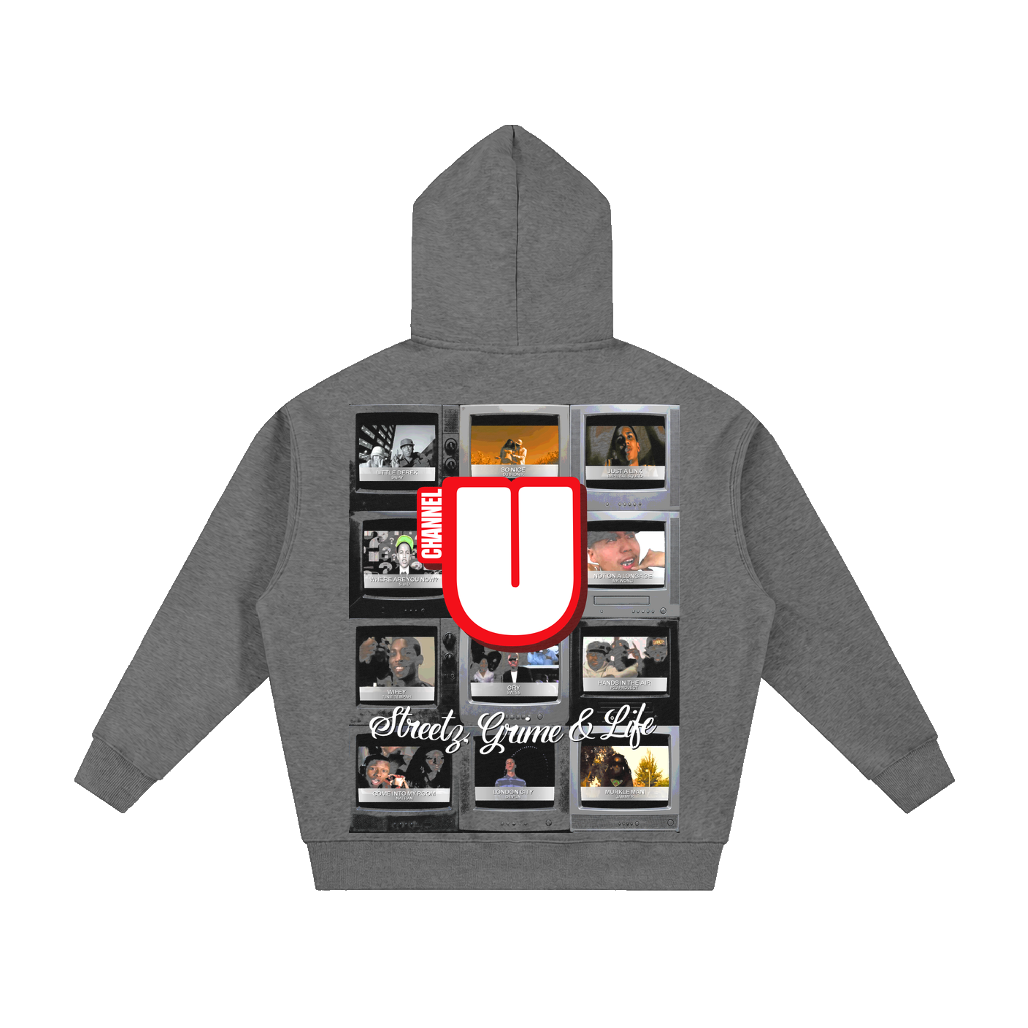 Channel U 2.0 Zip Hoody in Vintage Grey, back view