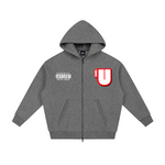 Channel U 2.0 Zip Hoody in Vintage Grey, front view